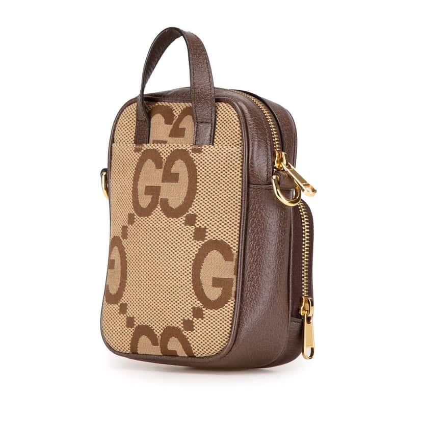 Gucci Micro Jumbo GG Canvas Web Top Handle Bag Brown Canvas Good condition - Back View