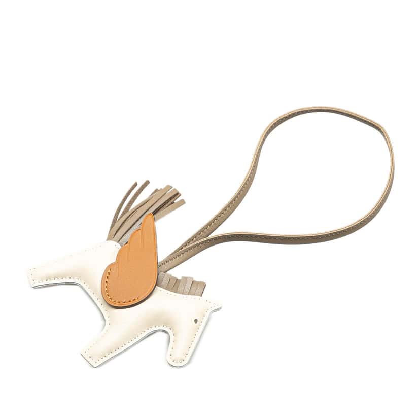 Hermès Milo Lambskin and Swift GriGri Rodeo Pegase Bag Charm PM Brown Leather Good condition - Back View