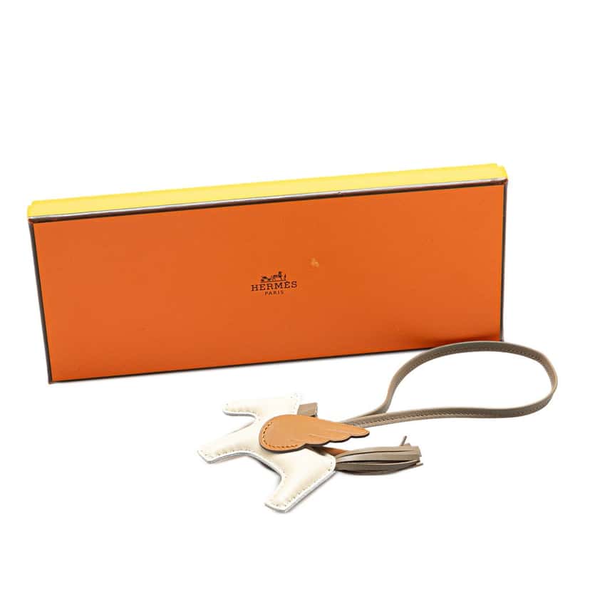 Hermès Milo Lambskin and Swift GriGri Rodeo Pegase Bag Charm PM Brown Leather Good condition - Box View