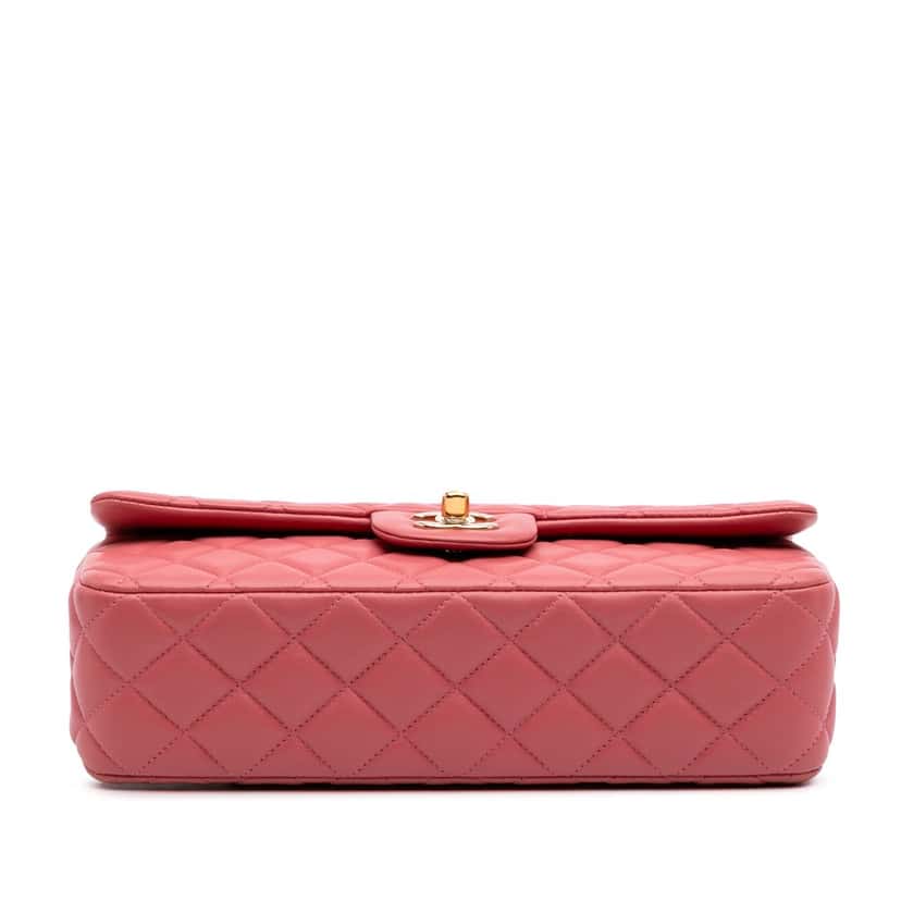 Chanel Medium Classic Lambskin Valentines Heart Charms Single Flap Pink Leather Good condition - Inside View