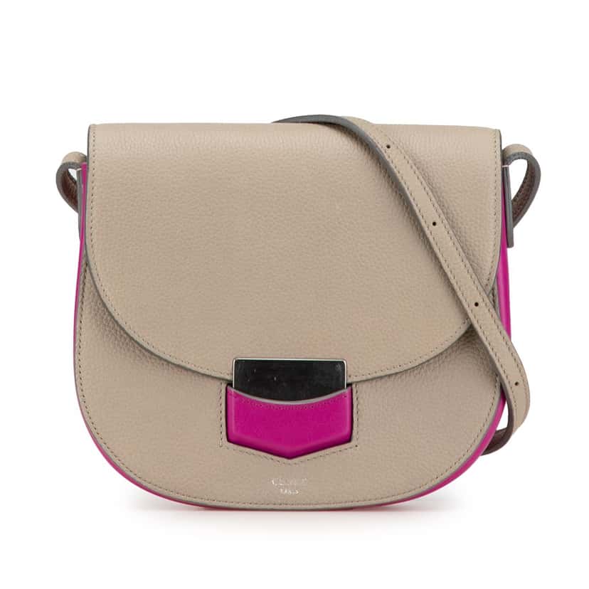 Celine Small Bicolor Leather Trotteur Crossbody Brown Leather Good condition - Front View