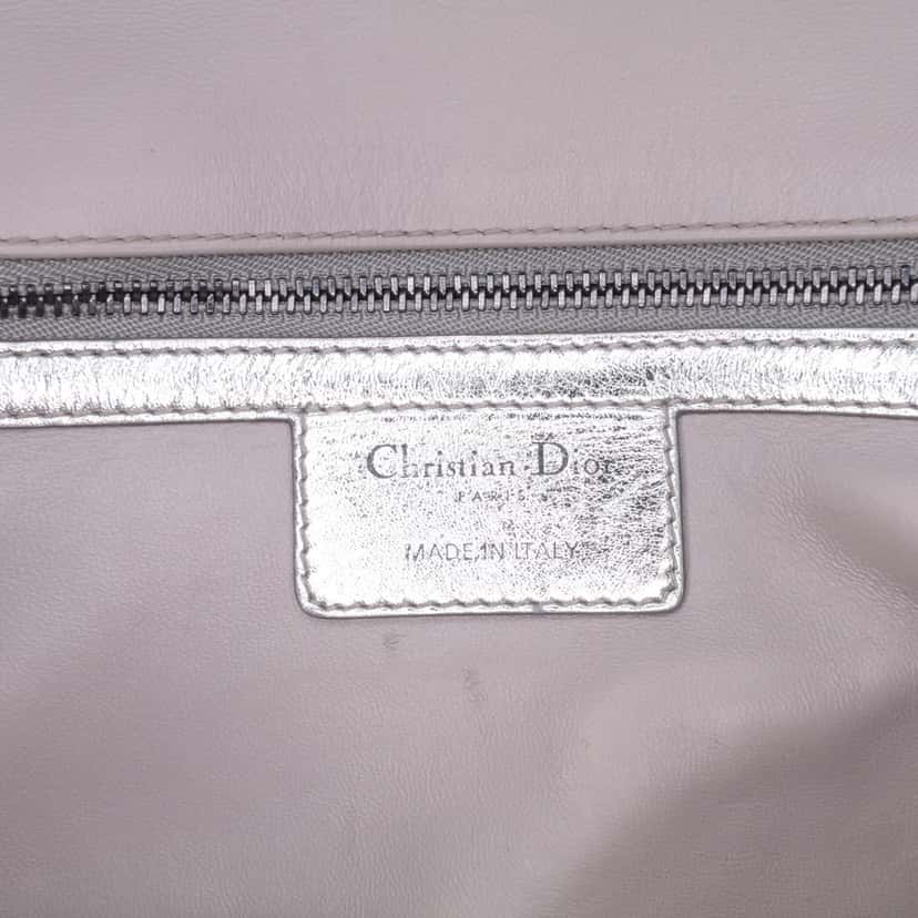 Dior Medium Metallic Calfskin Cannage Supple Caro Bag Silver Leather Good condition - Box View