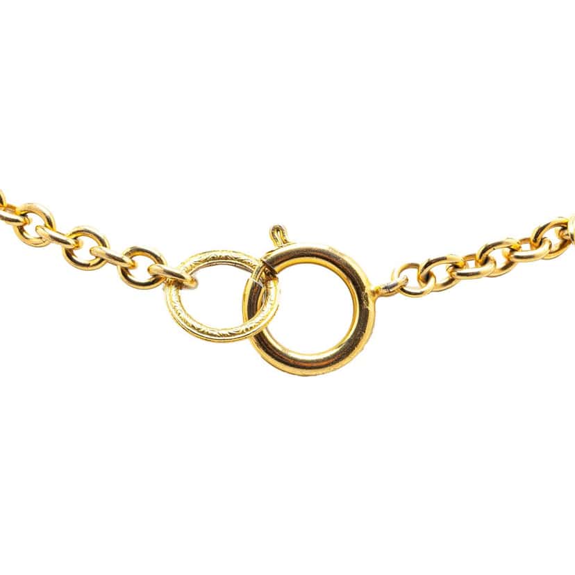 Chanel Gold Plated Rhinestone Chain Necklace Gold Metal Good condition - Back View