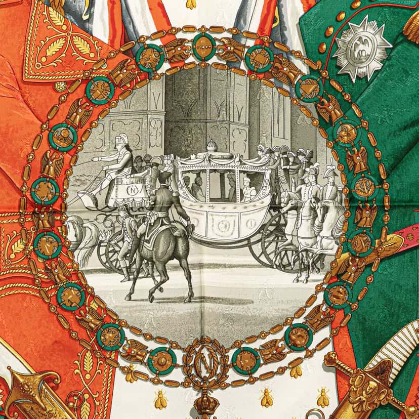 Hermès Napoleon Silk Scarf Blue Silk Very good condition - Back View