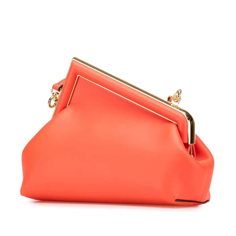 Fendi Small Nappa Fendi First Crossbody Orange Leather Good condition - Back View