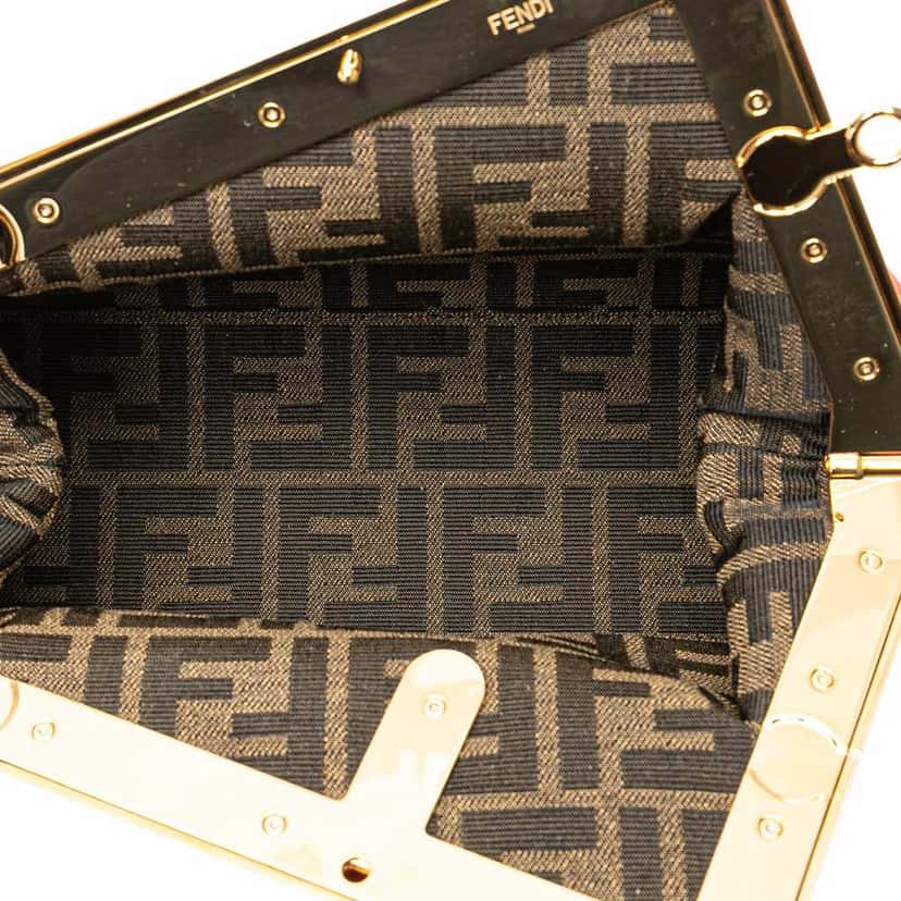 Fendi Small Nappa Fendi First Crossbody Orange Leather Good condition - Model View