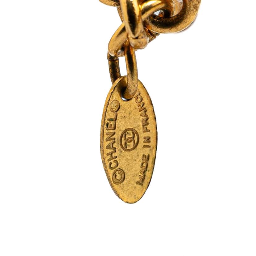 Chanel Gold Plated Quilted CC Pendant Necklace Gold Metal Fair condition - Inside View