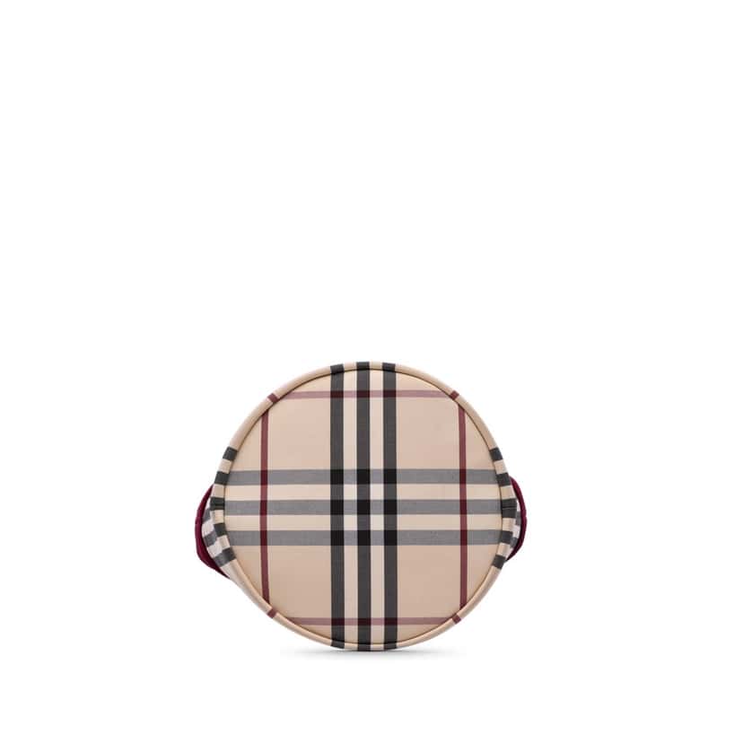 Burberry Velvet Trimmed House Check Canvas Bucket Bag Brown Canvas Good condition - Inside View