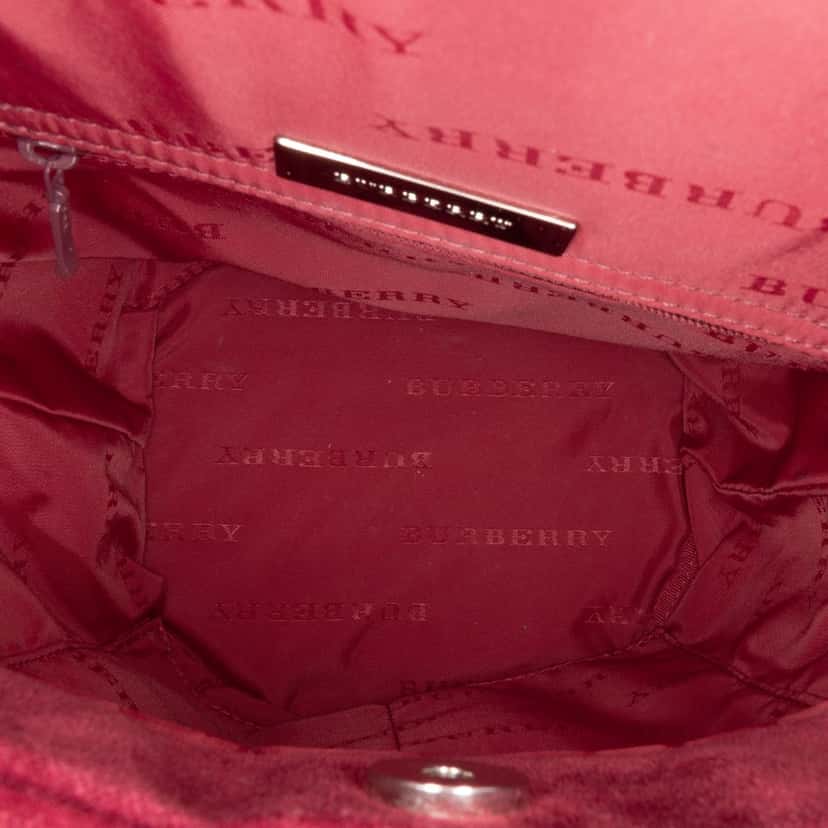 Burberry Velvet Trimmed House Check Canvas Bucket Bag Brown Canvas Good condition - Model View