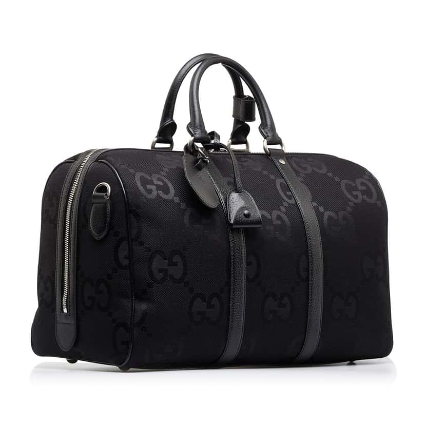 Gucci Small Jumbo GG Canvas Duffle Bag Black Canvas Good condition - Back View