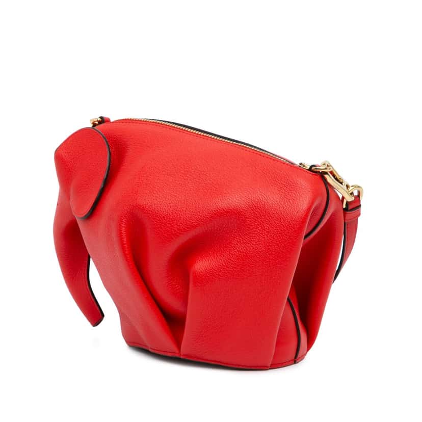 Loewe Mini Leather Elephant Crossbody Red Leather Good condition - Back View