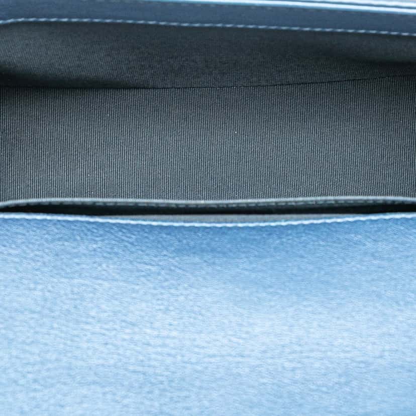 Chanel Small Quilted Perforated Metallic Lambskin Boy Flap Blue Leather Good condition - Model View