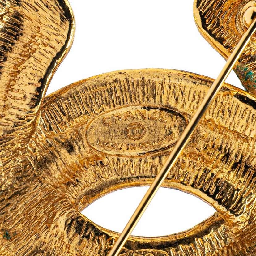 Chanel Gold Plated CC Quilted Brooch Gold Metal Good condition - Inside View