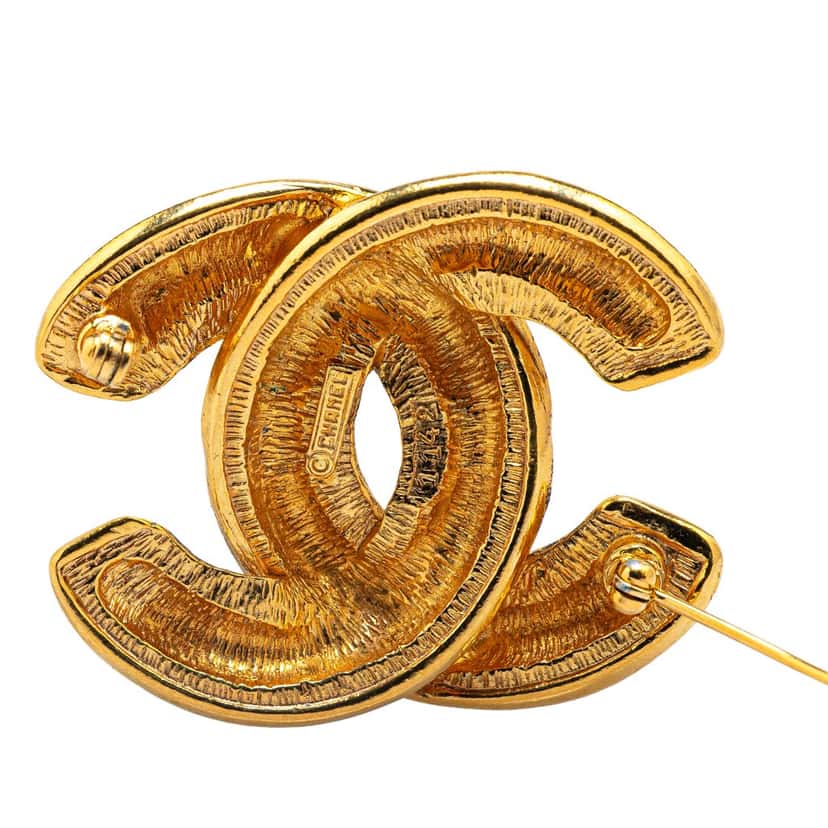 Chanel Gold Plated CC Quilted Brooch Gold Metal Good condition - Inside View