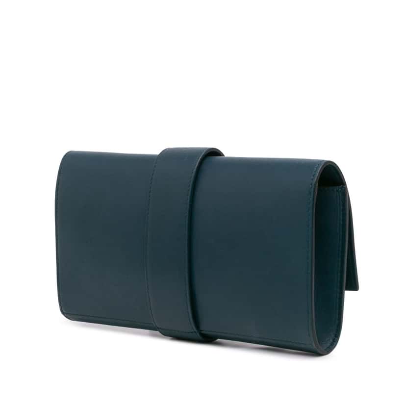 Hermès Tadelakt Medor Clutch 23 Blue Leather Good condition - Back View
