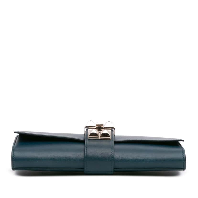 Hermès Tadelakt Medor Clutch 23 Blue Leather Good condition - Inside View