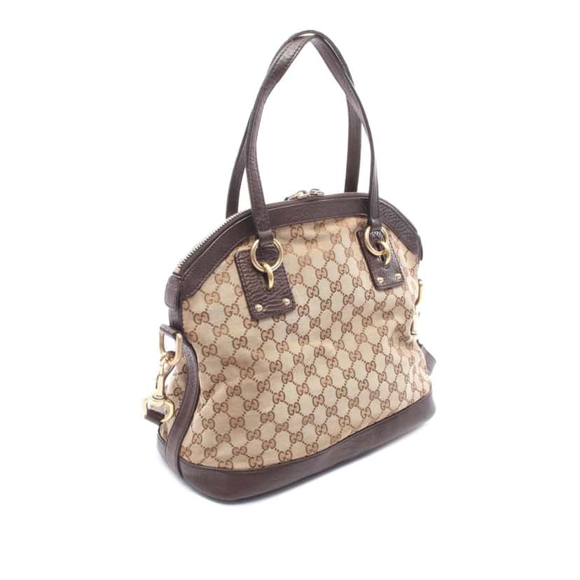Gucci Medium GG Canvas Charm Dome Satchel Brown Canvas Good condition - Back View
