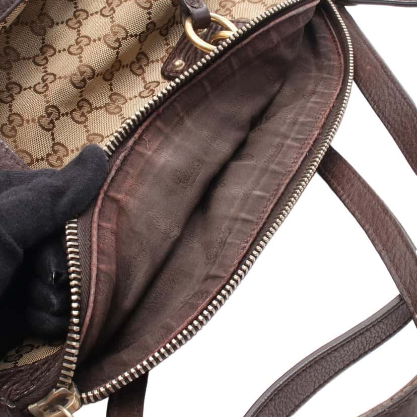 Gucci Medium GG Canvas Charm Dome Satchel Brown Canvas Good condition - Model View