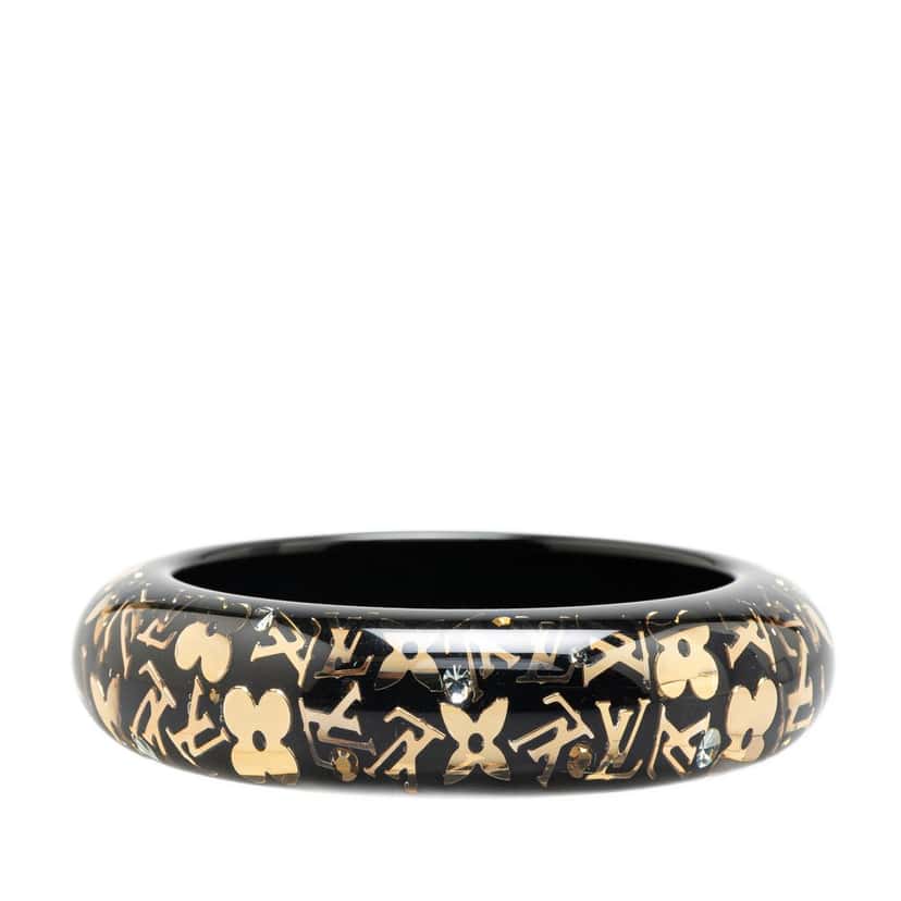 Louis Vuitton Wide Monogram Resin Inclusion Bangle Black Good condition - Front View