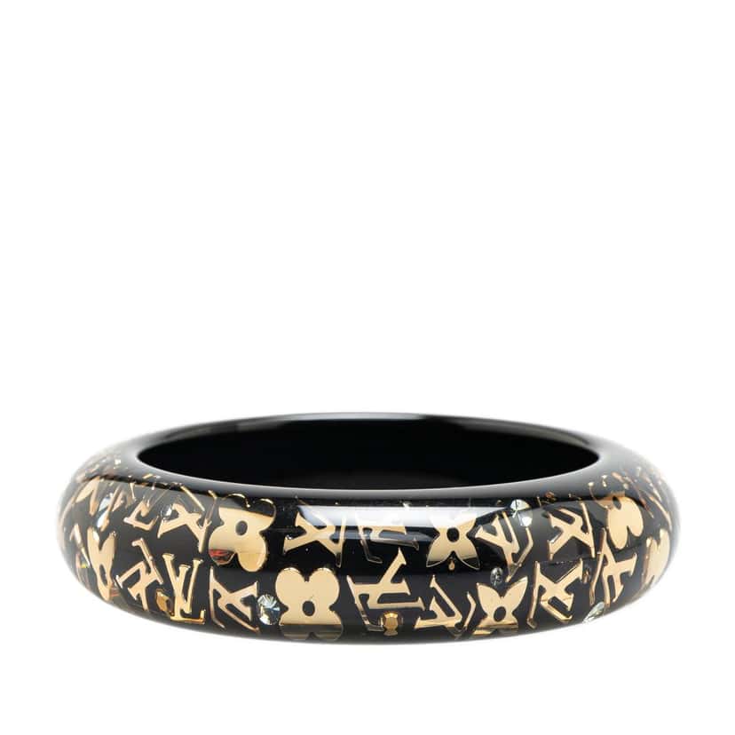 Louis Vuitton Wide Monogram Resin Inclusion Bangle Black Good condition - Back View