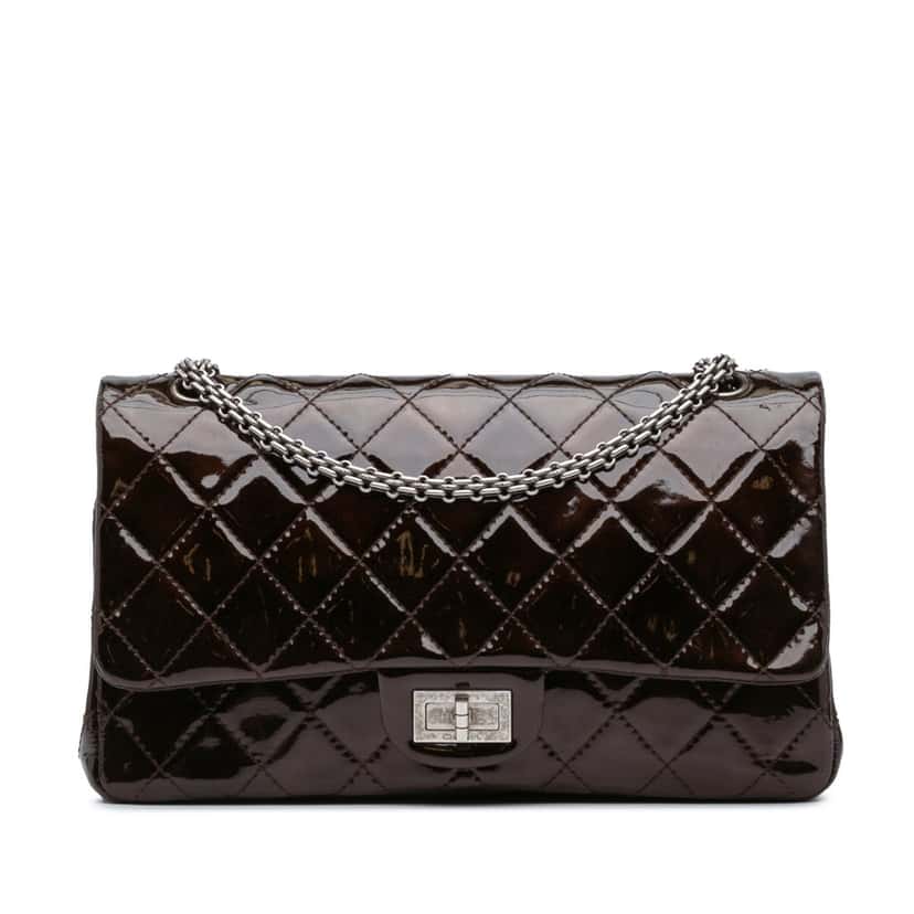 Chanel Reissue 2.55 Quilted Patent Double Flap 227 Brown Leather Good condition - Front View
