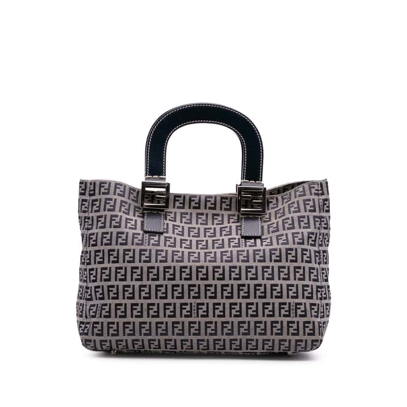 Fendi Small Zucchino Canvas Twins Tote Brown Canvas Good condition - Front View