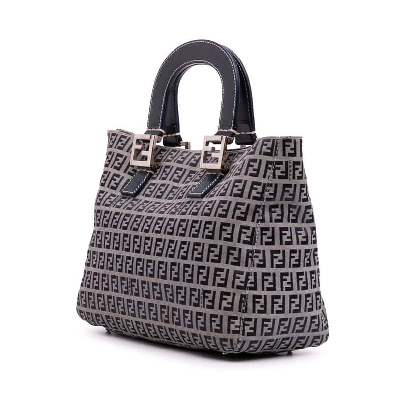 Fendi Small Zucchino Canvas Twins Tote Brown Canvas Good condition - Back View