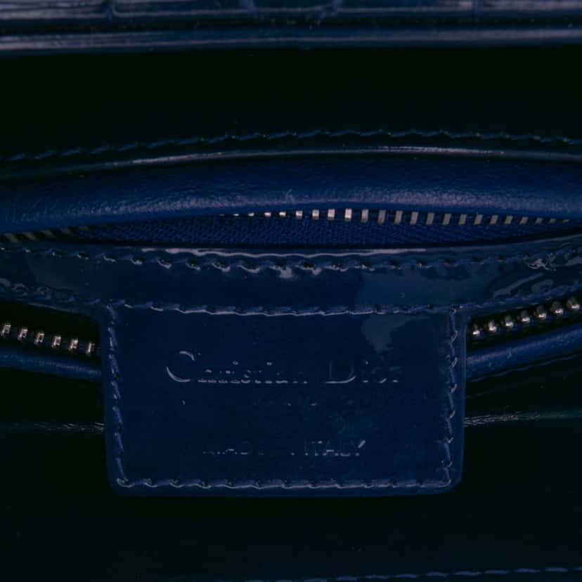 Dior Medium Patent Cannage Lady Dior Blue Leather Good condition - Box View