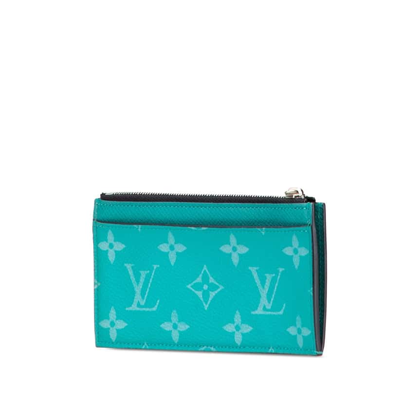 Louis Vuitton Taigarama Coin Card Holder Blue Canvas Good condition - Back View