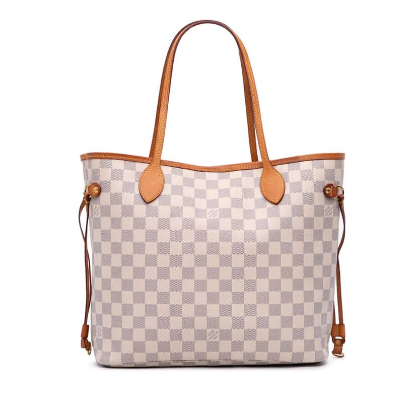 Louis Vuitton Damier Azur Neverfull MM White Canvas Good condition - Front View
