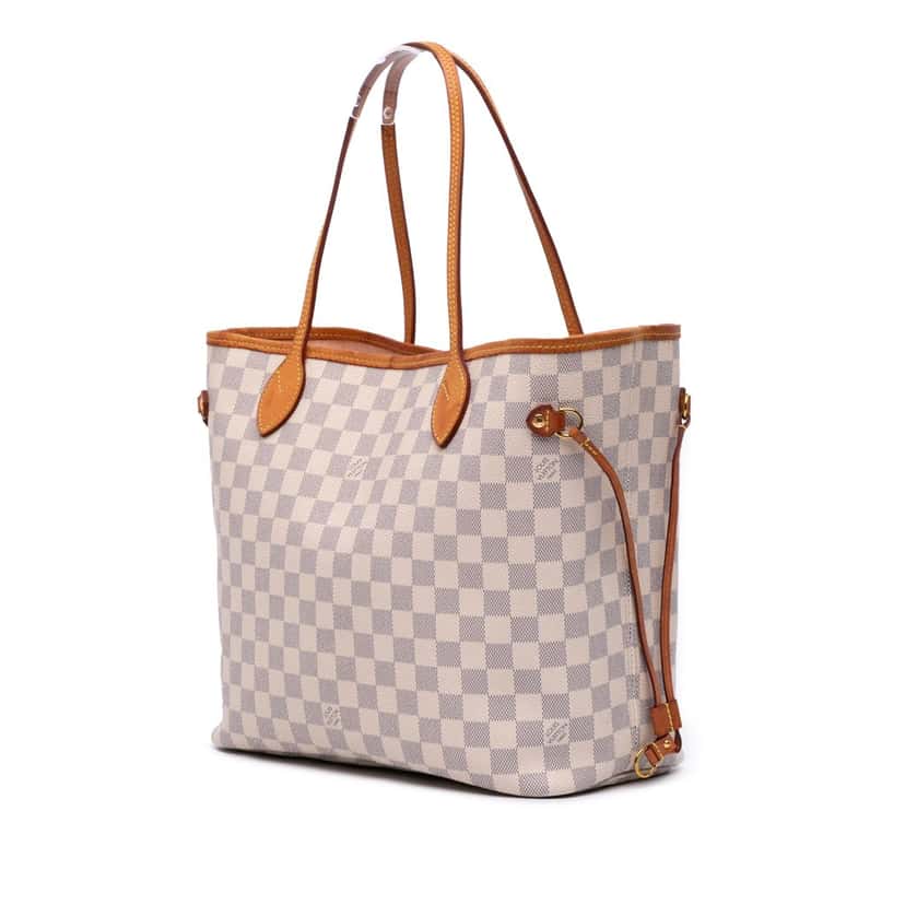 Louis Vuitton Damier Azur Neverfull MM White Canvas Good condition - Back View