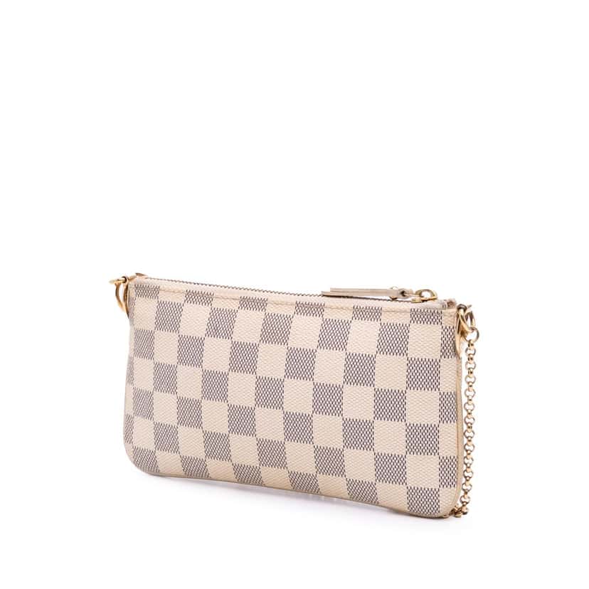 Louis Vuitton Damier Azur Trunks Labels Pochette Milla MM White Canvas Good condition - Back View
