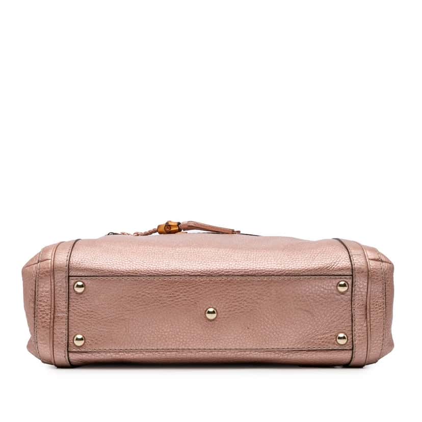 Gucci Metallic Pebbled Calfskin Bella Satchel Pink Leather Good condition - Inside View