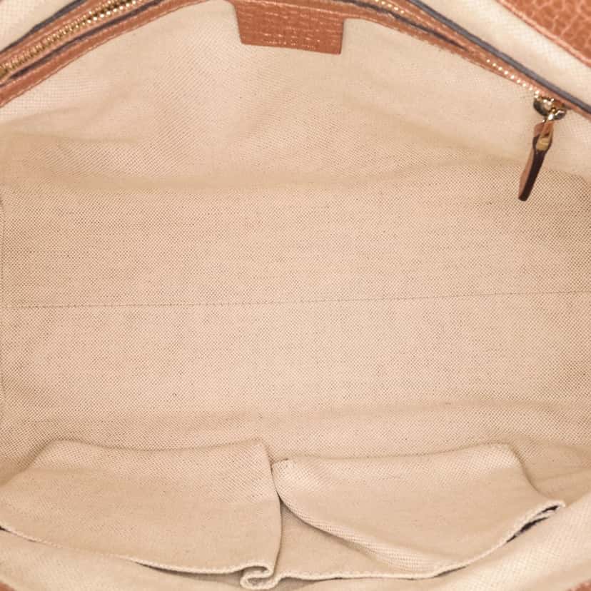 Gucci Metallic Pebbled Calfskin Bella Satchel Pink Leather Good condition - Model View