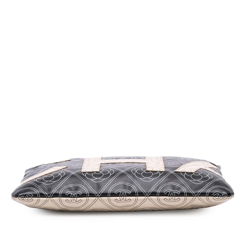 Chanel Coated Canvas Camellia Logo Wristlet Clutch Black Canvas Good condition - Inside View