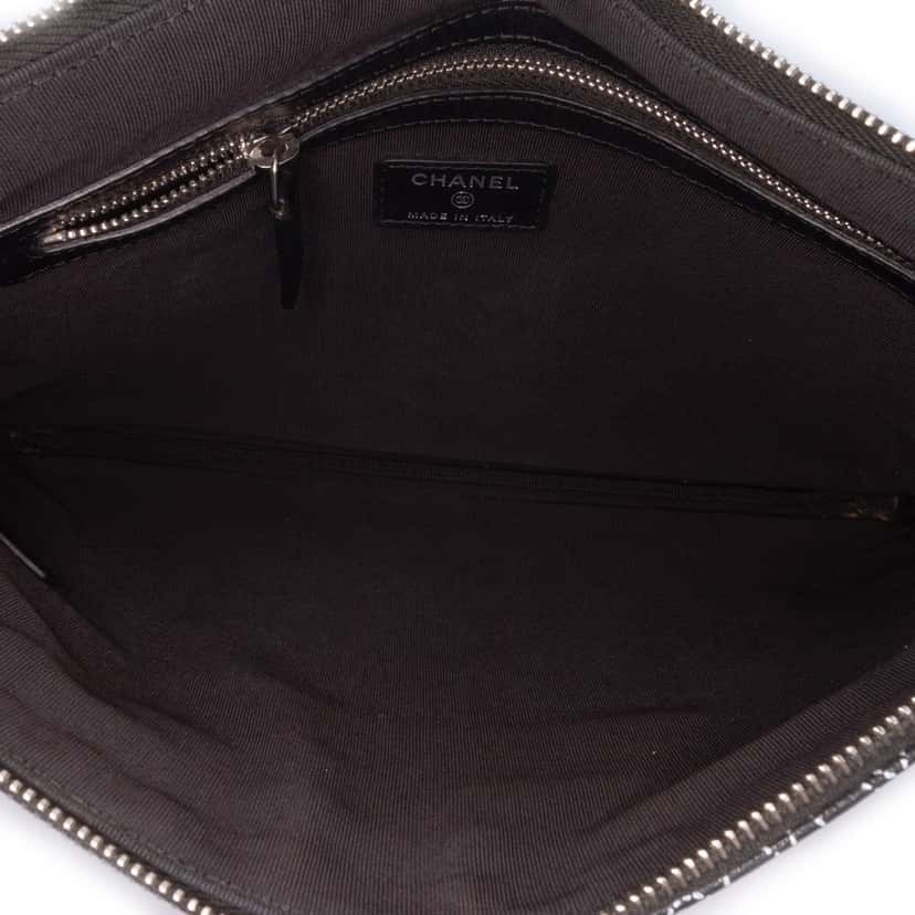 Chanel Coated Canvas Camellia Logo Wristlet Clutch Black Canvas Good condition - Model View