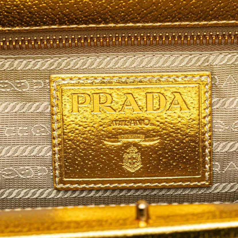 Prada Raffia Frame Handbag Brown Good condition - Box View