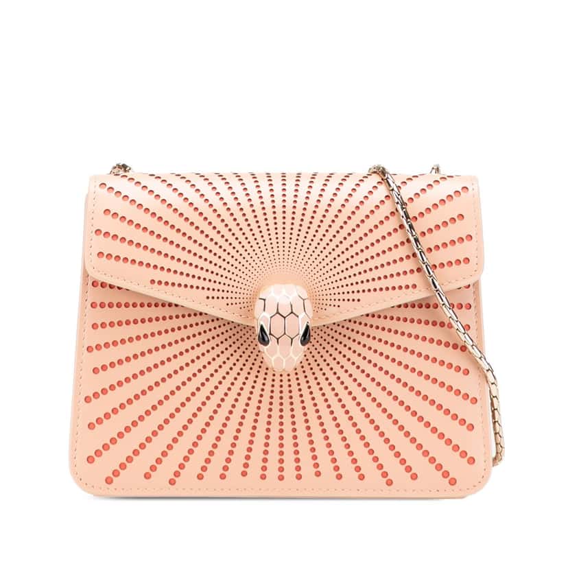 Bvlgari Small Laser Cut Calfskin Serpenti Forever Diamond Blast Sunshine Crossbody Brown Leather Good condition - Front View