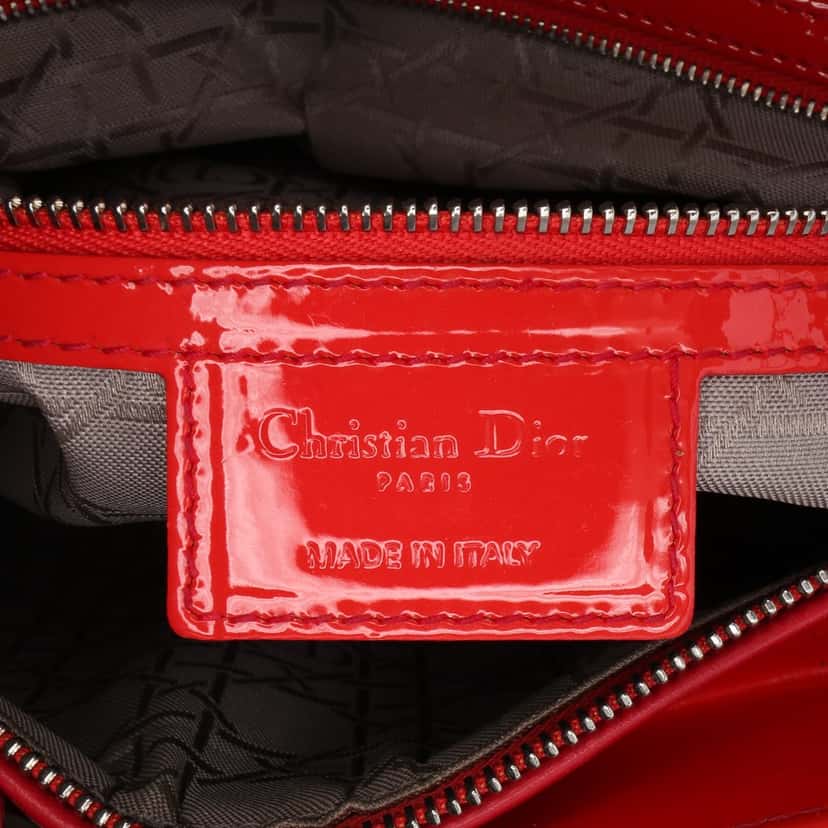 Dior Large Patent Cannage Lady Dior Red Leather Good condition - Box View
