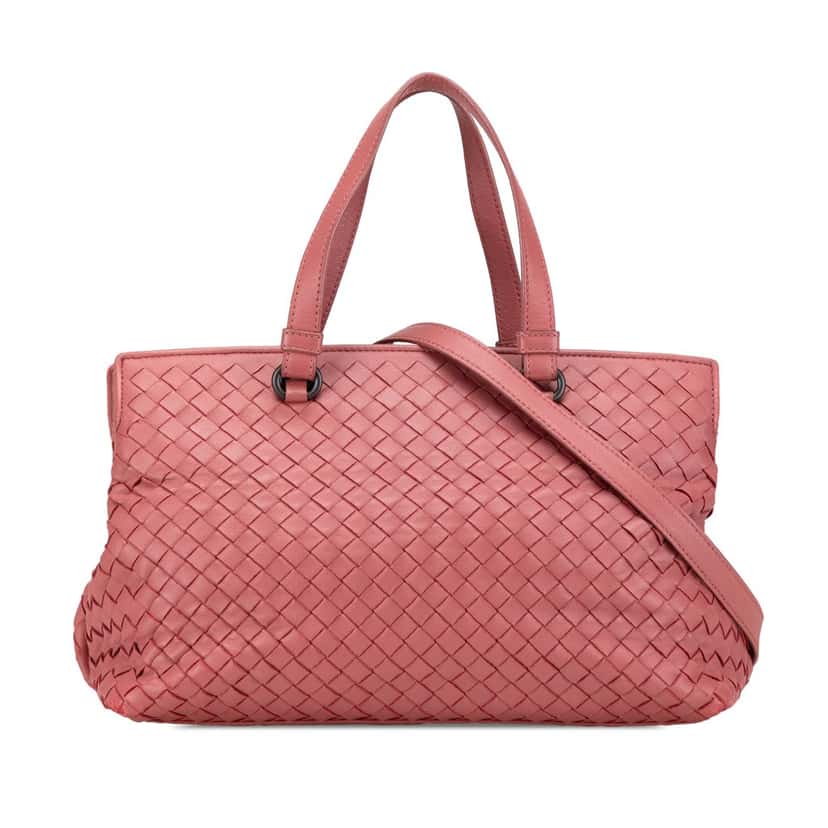 Bottega Veneta Nappa Intrecciato Satchel Pink Leather Good condition - Front View
