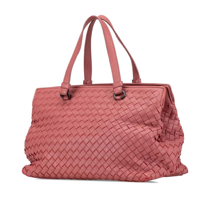 Bottega Veneta Nappa Intrecciato Satchel Pink Leather Good condition - Back View