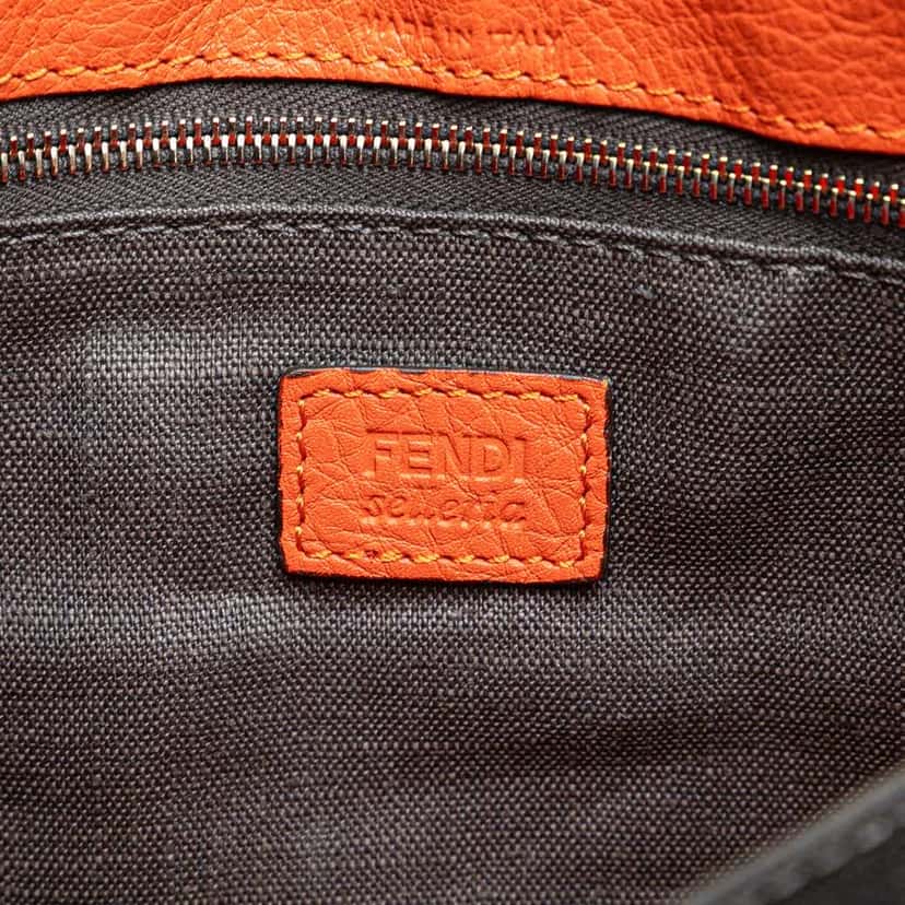 Fendi Leather Selleria Clutch Orange Leather Good condition - Box View