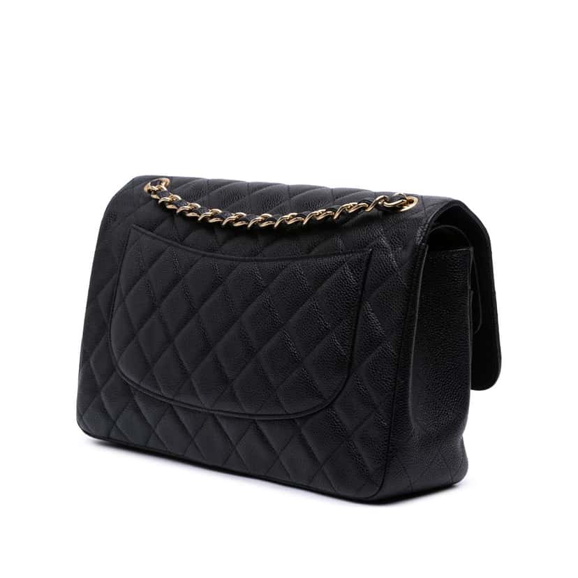 Chanel Jumbo Classic Caviar Double Flap Black Leather Good condition - Back View
