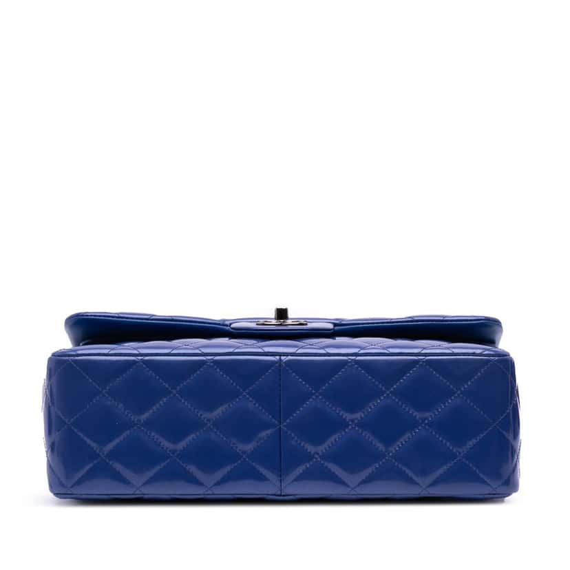 Chanel Jumbo Classic Patent Double Flap Blue Leather Good condition - Inside View