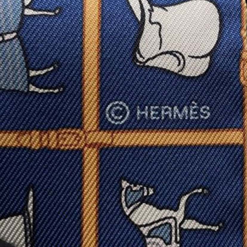 Hermès Couvertures Et Tenues De Jour Twilly Silk Scarf Blue Silk Very good condition - Box View