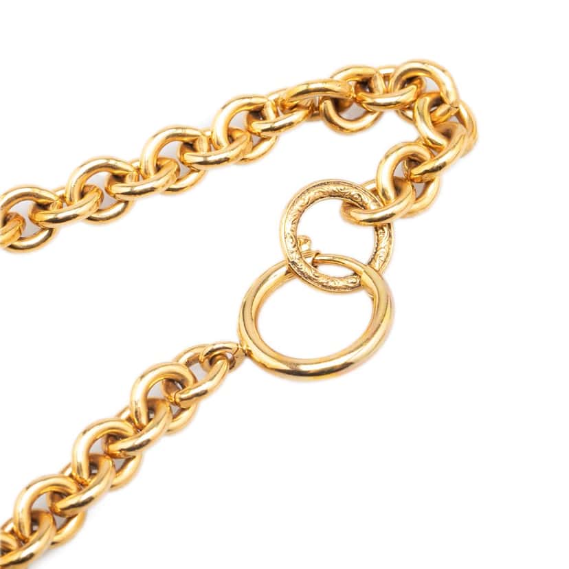Chanel Gold Plated CC Round Medallion Pendant Necklace Gold Metal Good condition - Inside View
