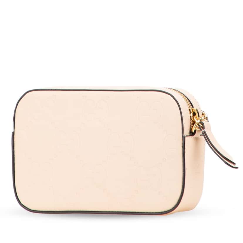 Gucci Super Mini GG Debossed Calf Chain Wallet Brown Leather Good condition - Back View