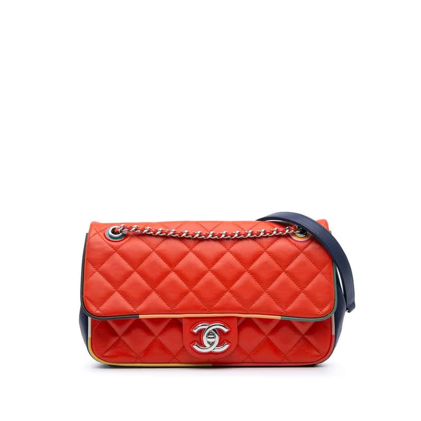 Chanel Medium Quilted Lambskin Cuba Color Flap Red Leather Good condition - Front View