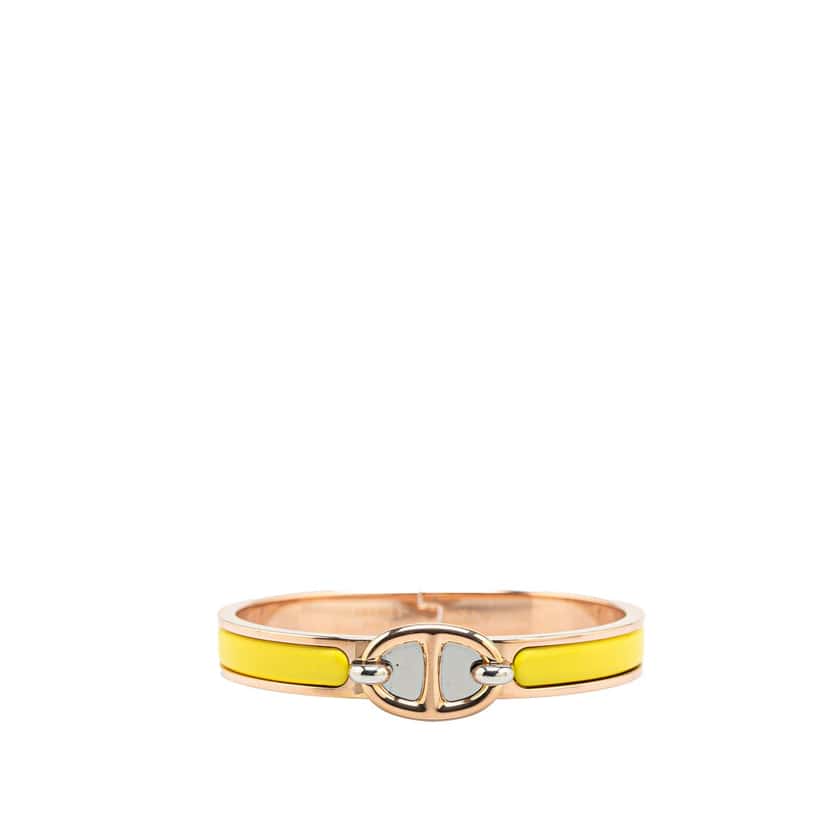 Hermès Mini Enamel Clic Chaine d'Ancre Bracelet Yellow Good condition - Front View