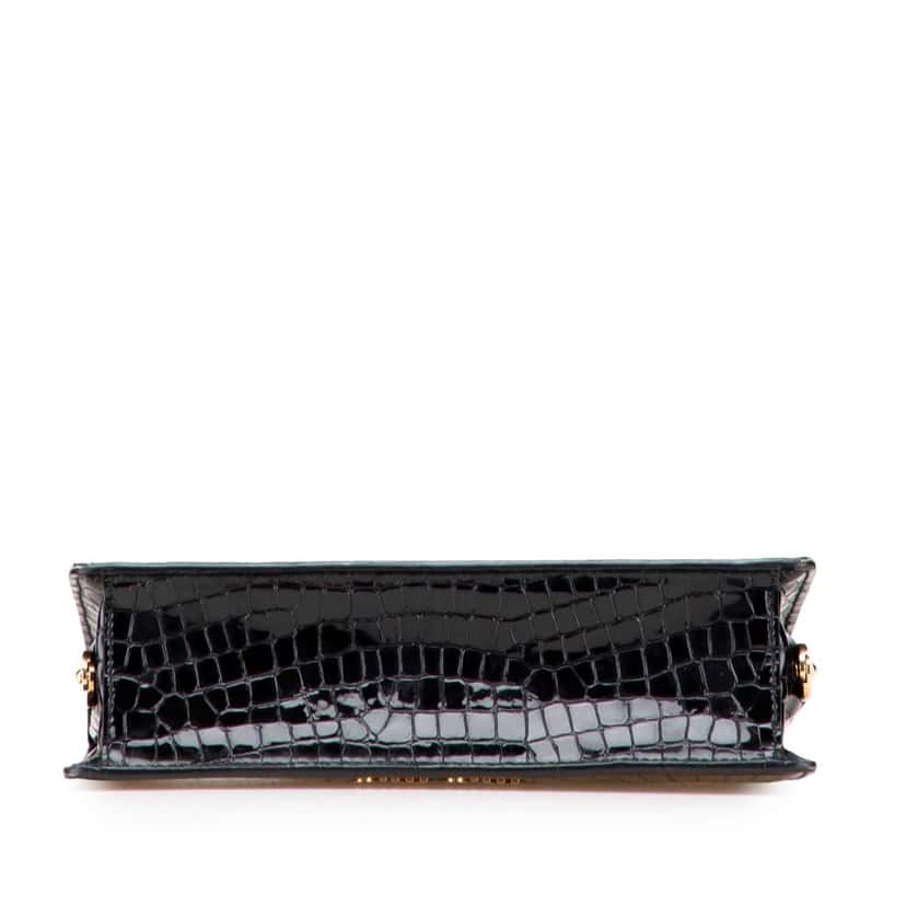 Miu Miu Croc Embossed Leather Crystal Embellished Solitaire Clutch Black Leather Good condition - Inside View